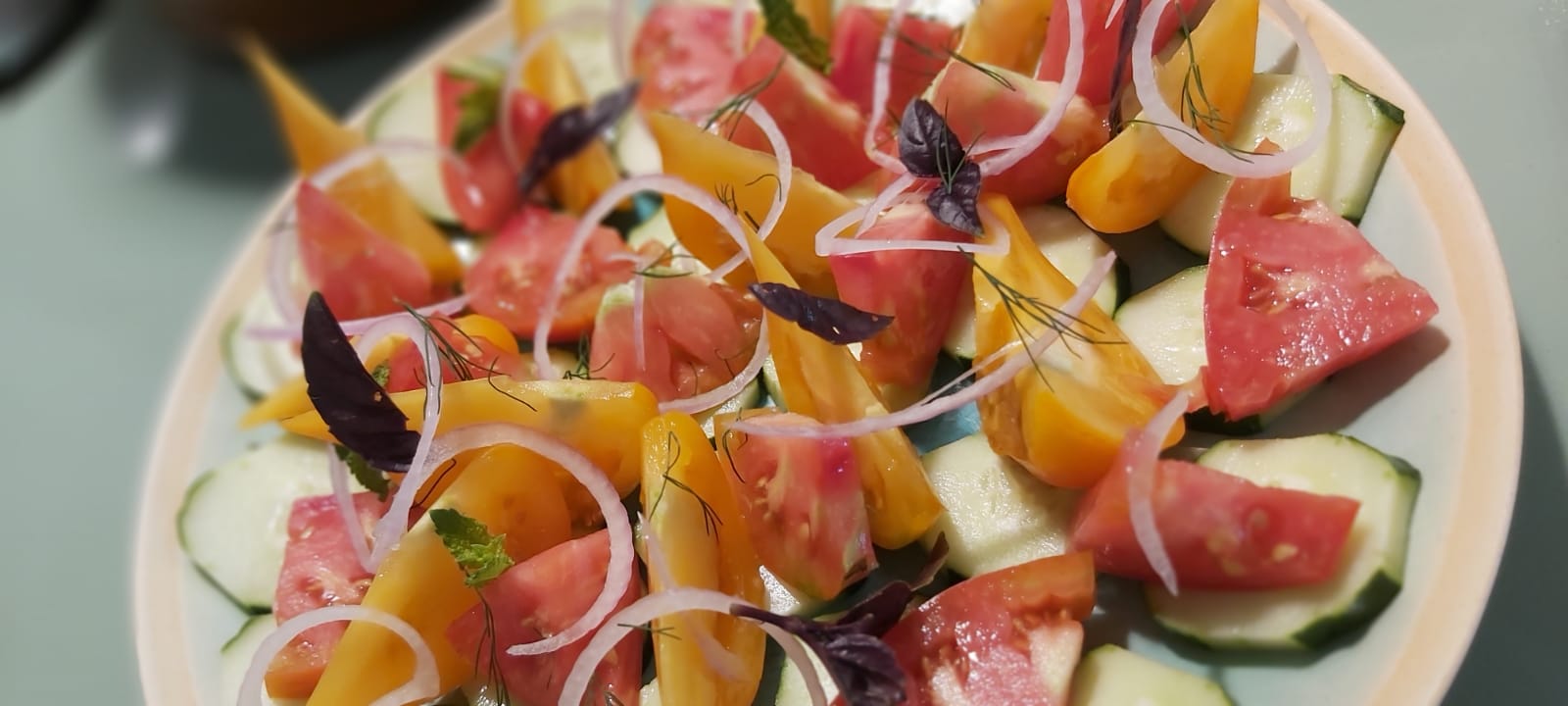 Heirloom tomato and cucumber salad